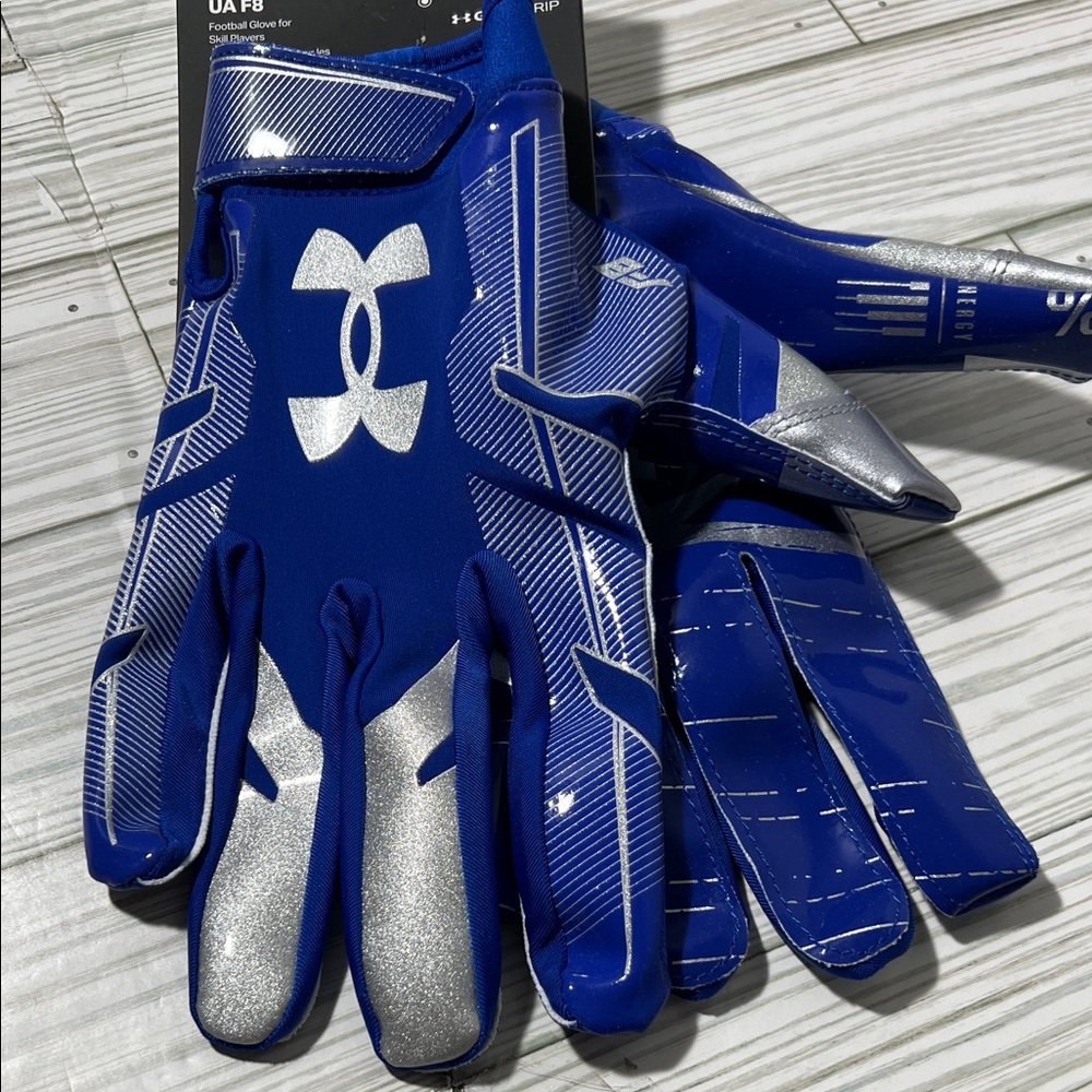 Under Armour F8 Adult Men's‎ Football Gloves Gluegrip Size XL Royal Blue